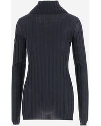 Carven - Gerippte Wolle und Seidenpullover - Lyst