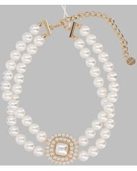 Self-Portrait - Pearl And Crystal Pendant Necklace - Lyst