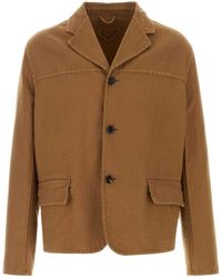 Prada - Biscuit Cotton Blazer - Lyst