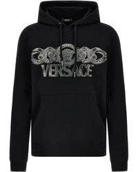Versace - Intricate Logo Print Sweatshirt With Kangaroo Pock - Lyst