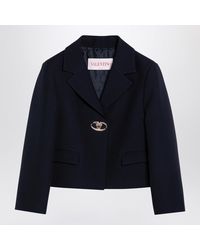 Valentino - Single Breasted Wool Crop Jacket - Lyst
