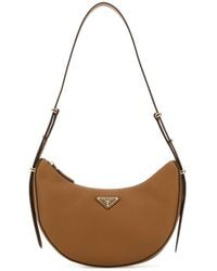 Prada - Camel Leather Shoulder Bag - Lyst