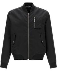 Palm Angels Logo Bomber Jacket in Black for Men | Lyst
