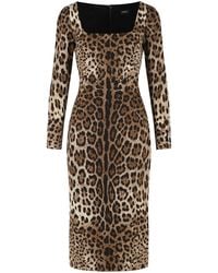 Dolce & Gabbana - Dolce & Gabbana Leo Print Stretch Viscose Dress - Lyst