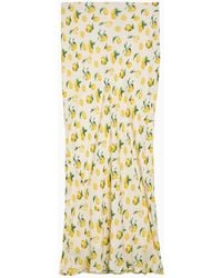 Sportmax - Vanilla Long Skirt With Silk Lemon Print - Lyst