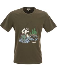Woolrich - Reines Baumwoll -T -Shirt mit Illustration - Lyst