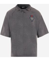 Just Cavalli - Cotton T Shirt With Flame Embroidery And Back Logo - Lyst