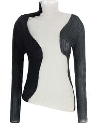 Issey Miyake - Abstract Tint Pleats Camicie Bianco/Nero-Donna - Lyst