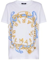 Balmain - Gedrucktes T -Shirt - Lyst