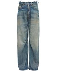 MM6 by Maison Margiela - High-Waisted Wide Leg Jeans With Frayed Waistband - Lyst