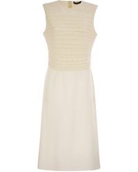 Fabiana Filippi - Midi Dress With Crochet Bodice And Fluid Skirt - Lyst