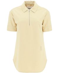 Jil Sander - Polo Shirt With Half Zip And Monogram Embroidery - Lyst