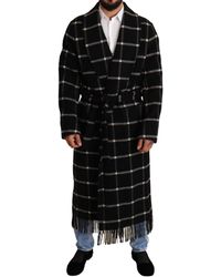 Manteau long Flannelle Dolce & Gabbana pour homme en coloris Noir Homme Vêtements Manteaux Manteaux longs et manteaux dhiver 