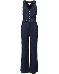 7 For All Mankind - Combinaison ajustée bleu foncé à jambe large, rinçage foncé avec ceinture - Lyst