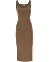 Elisabetta Franchi - Gebreide Jurk Met Glanzende Viscosebanden - Lyst