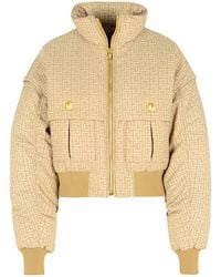 Balmain - Beige Jacquard Bomberjacke - Lyst