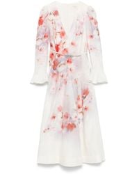Zimmermann - Crush Frill Sleeved Midi Dress - Lyst