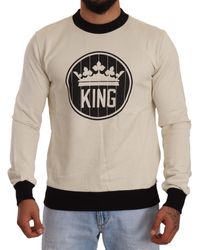 Dolce & Gabbana - White Crown King Cotton Pullover Sweater - Lyst