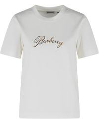 Burberry - Camiseta de algodón blanca de - Lyst