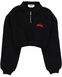 MSGM - Logo Shirt Collar Sweatshirt - Lyst