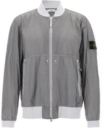 Stone Island - Wrinkled Nylon Bomber Jacket With Side Logo - Lyst