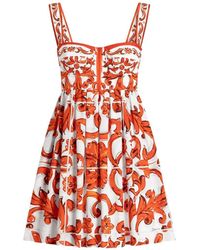 Dolce & Gabbana - Popeline Jurk Met Print - Lyst