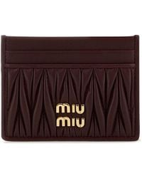 Miu Miu - Burgundy Leather Card Holder - Lyst