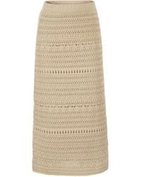 Fabiana Filippi - Cotton And Linen Crochet Midi Pencil Skirt - Lyst