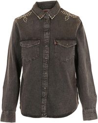 Levi's - Overhemden ,Bruin ,Denim Iconic Western Bejewelled Western - Lyst