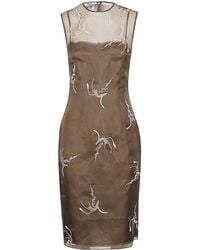 Prada - Embroidered Silk Dress - Lyst