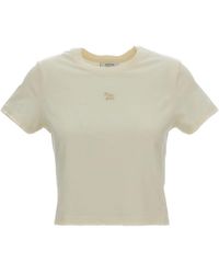 Maison Kitsuné - Rundhals-T-Shirt Mit Fuchs-Patch - Lyst