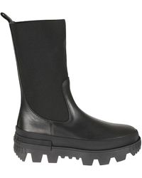 Moncler - Leather Logo Boots - Lyst