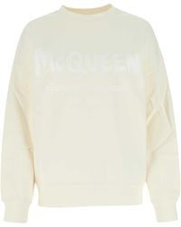 McQueen - Ivory Cotton Oversize Sweatshirt - Lyst