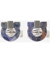 Ferragamo - Brass And Semiprecious Stone Hook Cufflinks - Lyst
