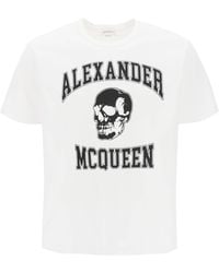 Alexander McQueen - T-Shirt Con Stampa Teschio E Logo Varsity - Lyst