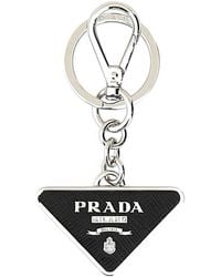 Prada - Saffiano And Metal Key Ring - Lyst