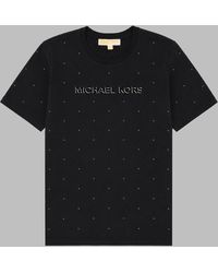 MICHAEL Michael Kors - Studded Logo Cotton T-Shirt - Lyst