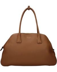 Prada - Caramel Leather Shoulder Bags - Lyst
