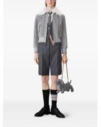 Thom Browne - Cropped Flight Jacket W/ Shearling Collar - Lyst