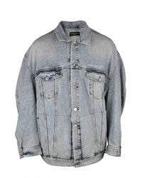 Balenciaga - Faded Denim Embroidered Jacket - Lyst