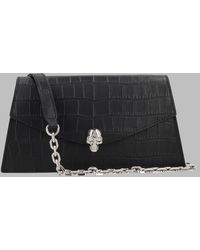 McQueen - Croc-Embossed Leather Skull Clasp Clutch Bag 12 Cm X 22.5 Cm X 6.5 Cm - Lyst