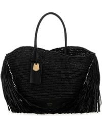 Ferragamo - Salvatore Raffia And Leather Big Shopping Bag - Lyst
