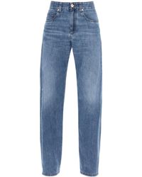 Brunello Cucinelli - Jeans de mezclilla de algodón suelto en nueve palabras - Lyst