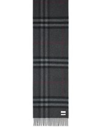 Burberry - 'Mu Giant Check' Dark Cashmere Scarf - Lyst