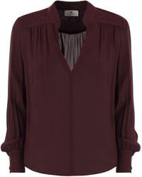 Elisabetta Franchi - Georgette Blouse Met Gestreepte Patroon - Lyst