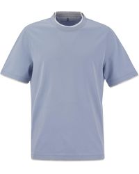 Brunello Cucinelli - Slim Fit Crew Neck T -shirt In Lichtgewicht Katoenen Trui - Lyst