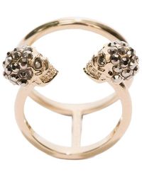 McQueen - Alexander Mc Queen Twin Skull Double Ring - Lyst