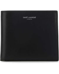 Saint Laurent - Leather Bi-Fold Wallet With Logo For - Lyst