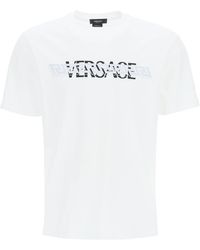 Versace Camiseta mitchel fit con greca y logo - Blanco