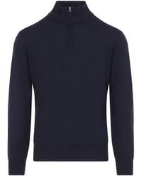 Canali - Half Zip High Neck Sweater - Lyst
